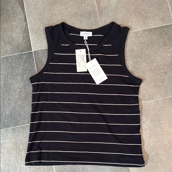 Evereve Tops - Evereve Black and White Striped Tank Top